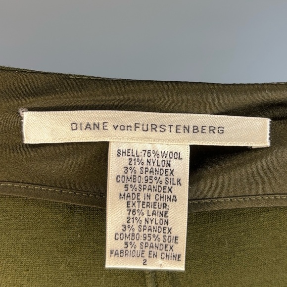 Diane von Furstenburg Dark Green Wool A-Line Skirt - Picture 4 of 4